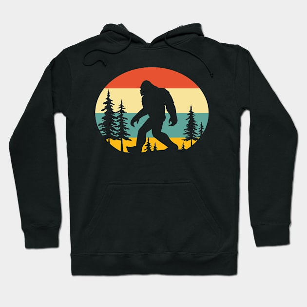 Vintage Retro Bigfoot Forest Hoodie by Dylante